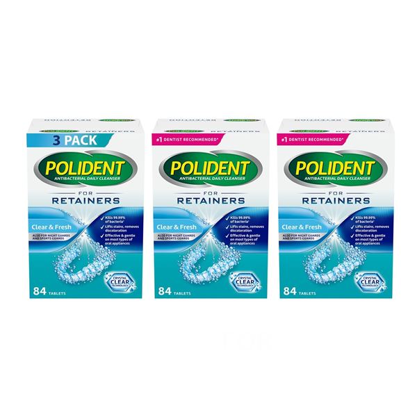NEW 3 X 84 TABS POLIDENT RETAINER CLEANSER