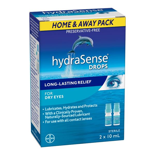 NEW 2 X 10ML HYDRASENSE DROPS FOR DRY EYES