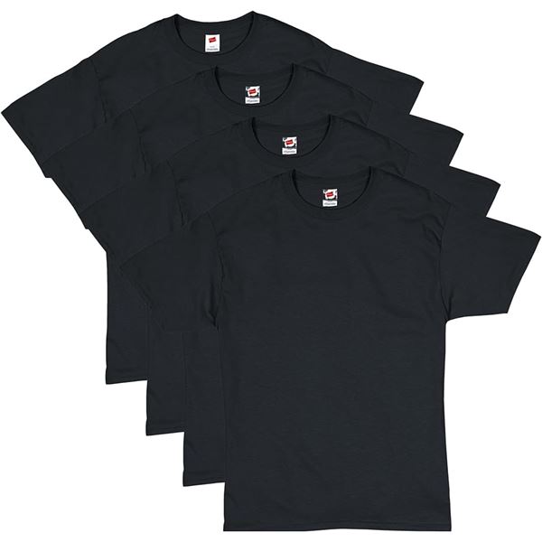 NEW 4 HANES TAGLESS T-SHIRT BLACK MEDIUM