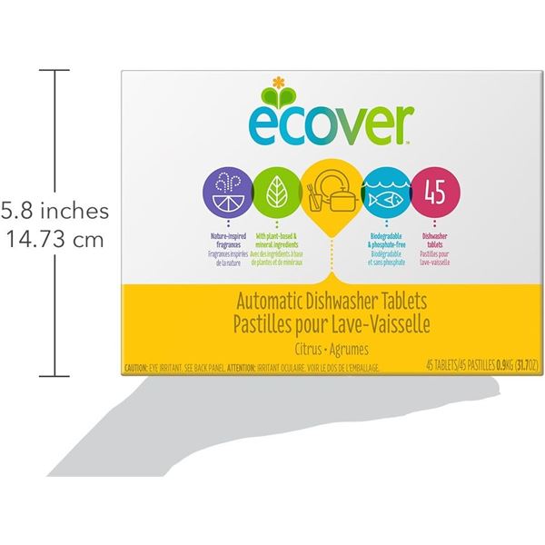 NEW 45 TABLETS ECOVER AUTOMATIC DISHWASHER TABLETS