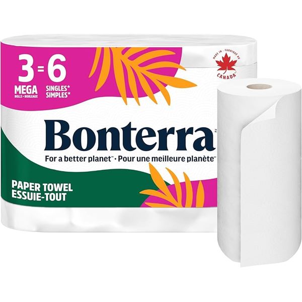 NEW 3 ROLLS BONTERRA TOILET PAPER