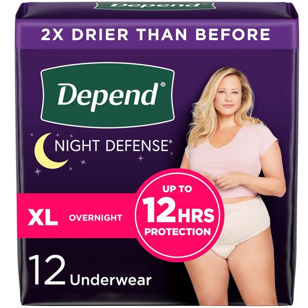NEW DEPEND 12 UNDERWEAR XL NIGHT DEFENDERS
