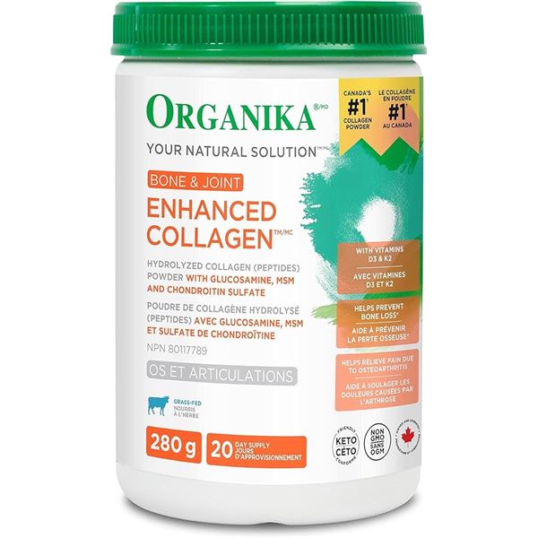 NEW 280G ORGANIKA ENHANCED COLLAGEN BONE AND JOINT