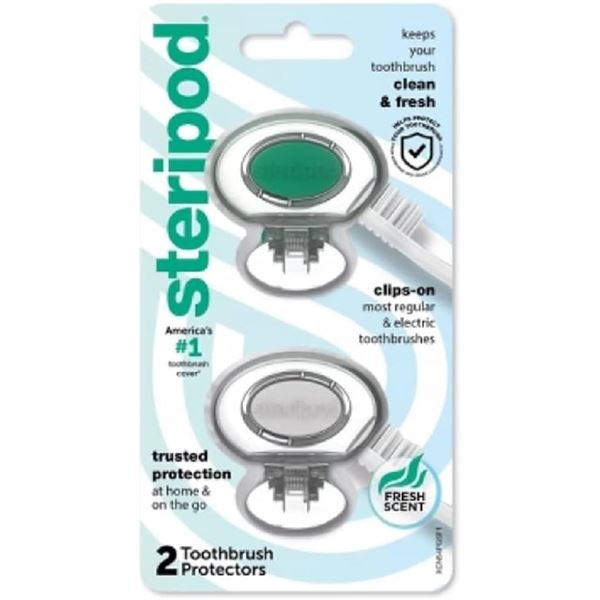 NEW 2 STERIPOD TOOTHBRUSH PROTECTORS
