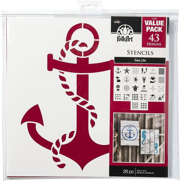 NEW 26 PCS FOLKART DIE CUT PAPER STENCILS SEA LIFE