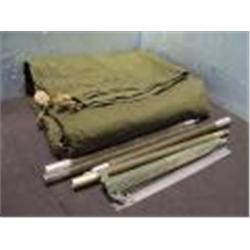 MILITARY SURPLUS AUCTION- (APPROX 104)SHELTER HALF TENTS WITH STAKES & PINS, PINS ARE 15 3/ 4" LONG,