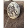 Image 2 : Ostrich Egg - Hand Crafted Scrimshaw Cape Buffalo Ostrich Egg from Zimbabwe