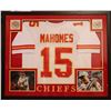 Image 1 : Patrick Mahomes, KC Chiefs Quarterback signed Jersey, JSA Authenticated, Custom Framed