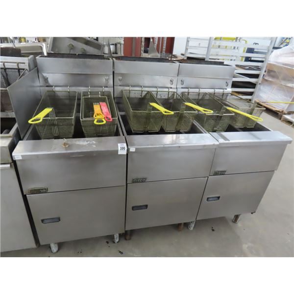 3-Pitco Gas Large Capacity Deep Fryers - 3 X $
