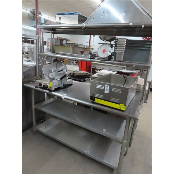 S/S Bullnose 5'  Table w/Over/Under Shelves