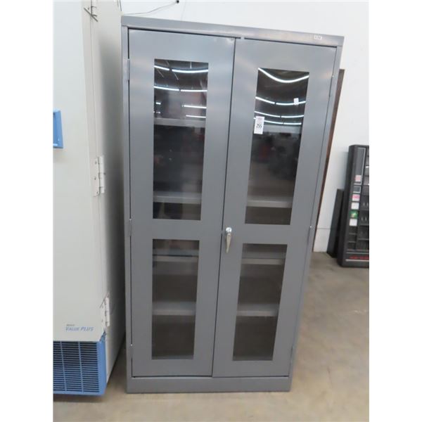Uline Grey Metal Glass Door Storage Cabinet