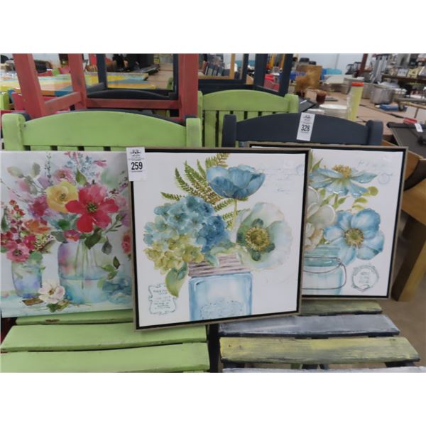 Floral Oil On Canvas Wall Art - 3