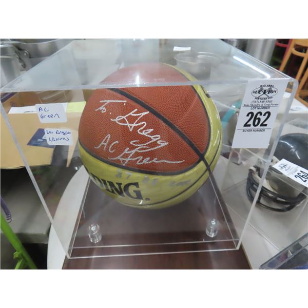 LA Lakers AC Green Autographed Basketball In Showcase