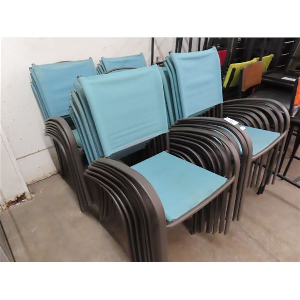 32-Blue Patio Stacked Armchairs - 32 X $