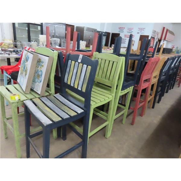22-Wooden Painted Bar Stools - 22 X $