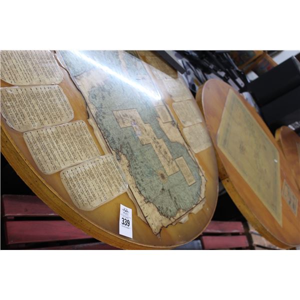 4-  4' Diameter Round High Top Table w/Map Décor Inlay - 4 X $