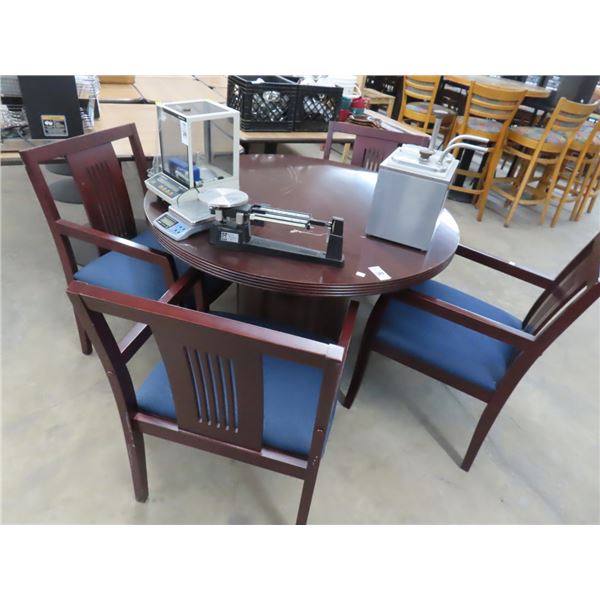 Cherry Round Dining Table w/4 Armchairs