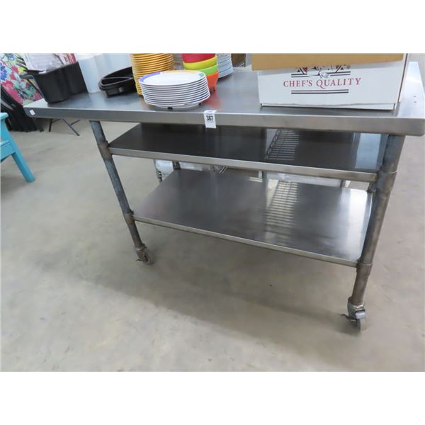 S/S  5' Rolling Table w/Double Undershelf