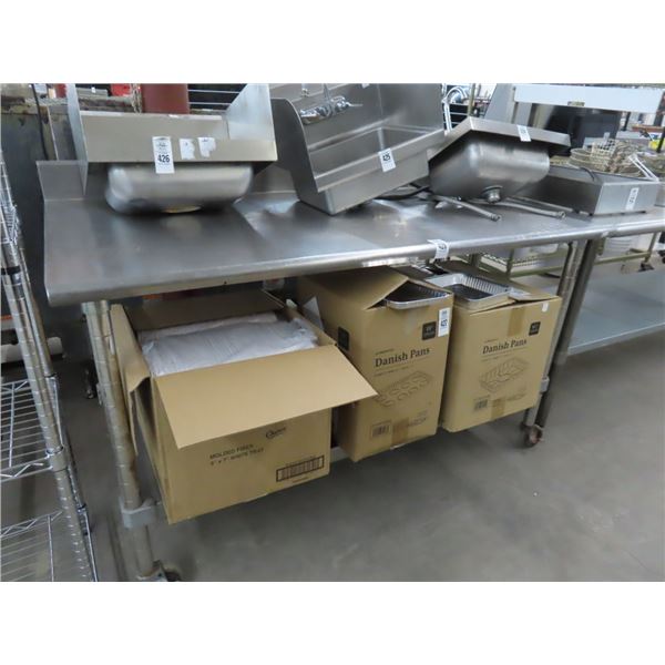 S/S Bullnose  5'   Rolling Table w/Backsplash and Undershelf