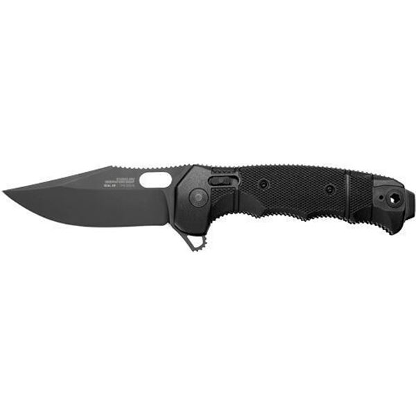 SOG KNIFE SEAL XR BLACK CRKTE 3.9" PLN EDGE FLDR BLACK USA