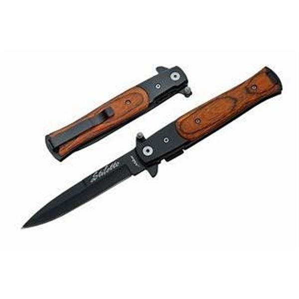 5" WOOD STILETTO STYLE LINER LOCK