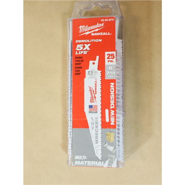 PKG DE 25mcx LAMES SAWZALL 6"  7/11tpi