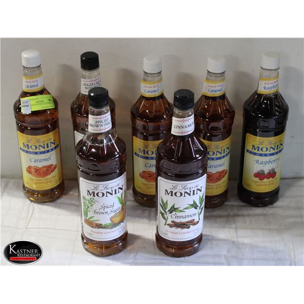 7 ASSORTED MONIN FLAVOURED SYRUPS