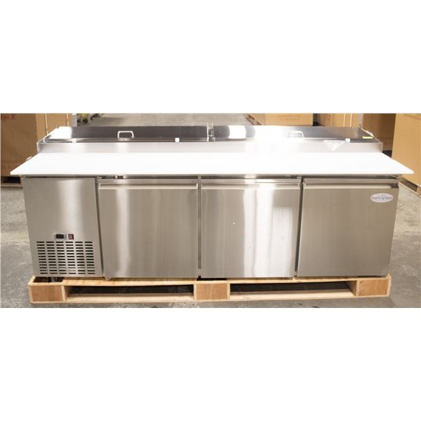 NEW 92" STAINLESS STEEL PIZZA PREP TABLE W/