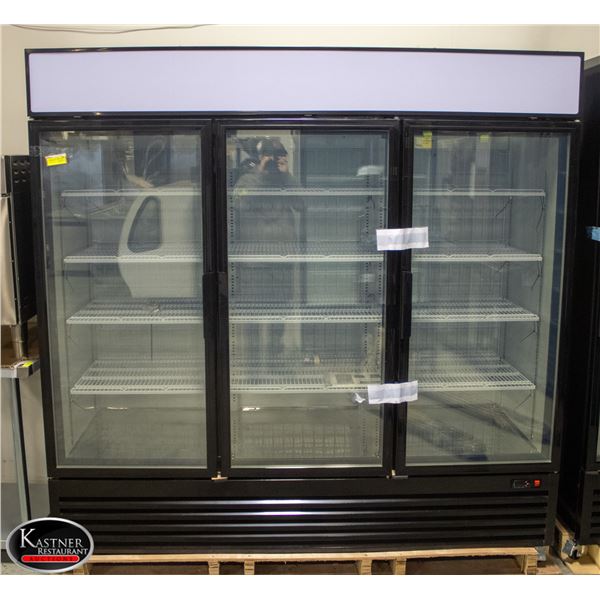 NEW HINGED 1530L 3 GLASS DOOR FREEZER
