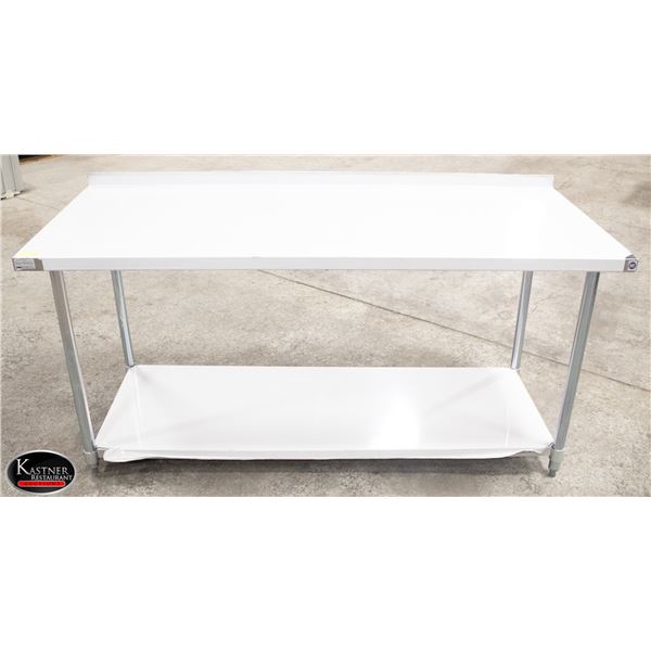 NEW 30" X 72" S/S WORK TABLE W/ 2" BACK SPLASH