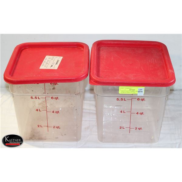 PAIR OF 8 QT CAMBRO DRY STORAGE BINS W/ LIDS