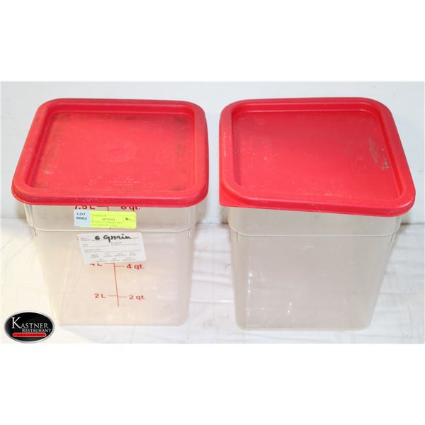 PAIR OF 8 QT CAMBRO DRY STORAGE BINS W/ LIDS