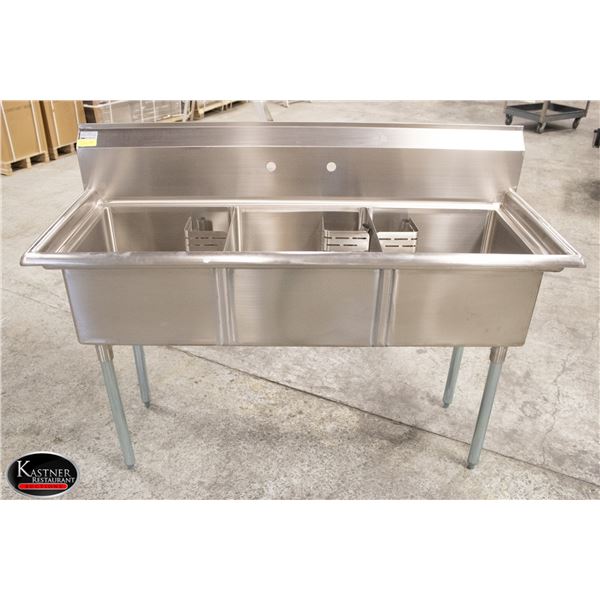 NEW S/S CHEFS MATE 3 WELL SINK 18"X18"X11"