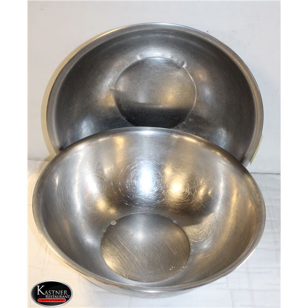 2 - 16" DAIMETER STAINLESS STEEL MIXING BOWLS