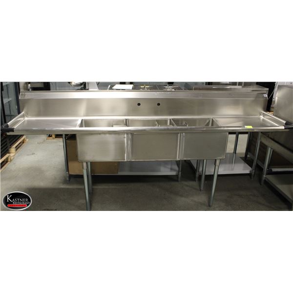 NEW CHEFS MATE 3 WELL S/S SINK W/ LEFT & RIGHT