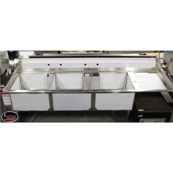 NEW TRIPLE COMPARTMENT S/S SINK W/ RIGHT DRAIN