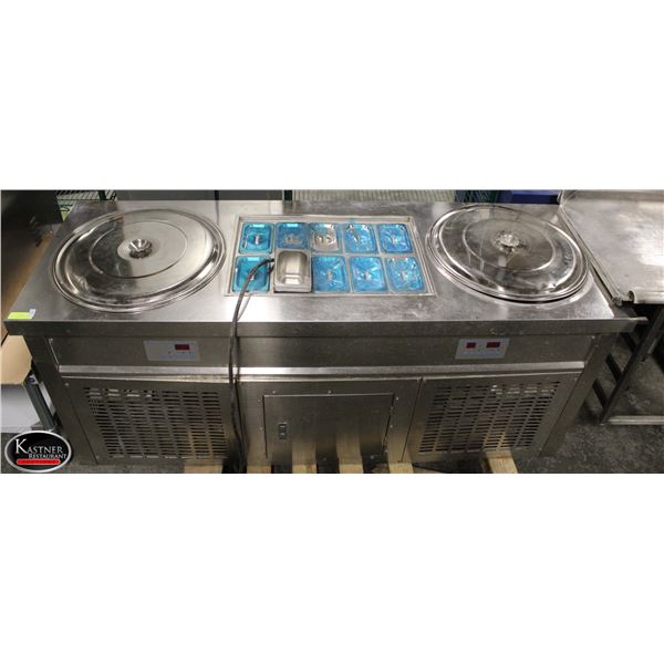 DOUBLE ROUND PLATE ROOL ICE CREAM MACHINE W/
