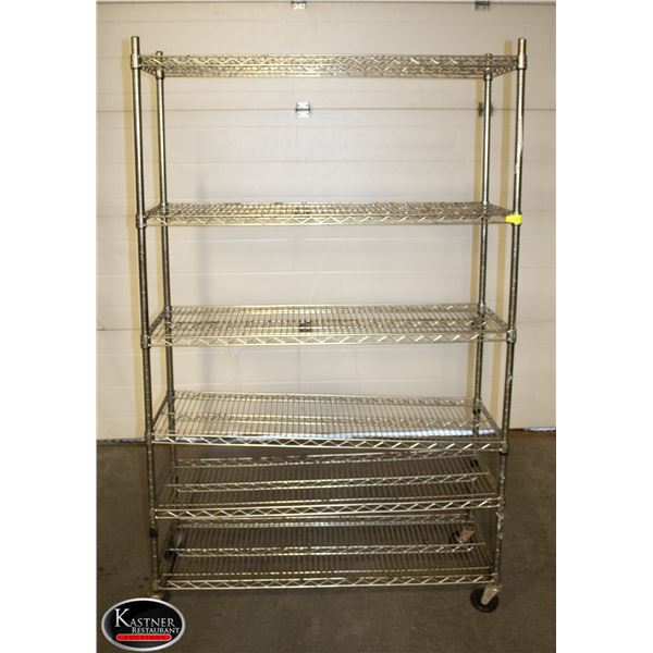 6 TIER STORAGE RACK ON CASTORS