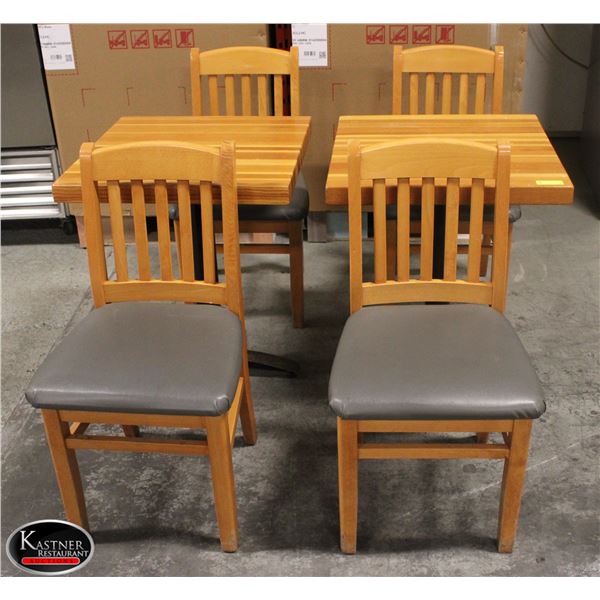 TWO TABLES W/ 4 CHAIRS WITH BACK RESTS