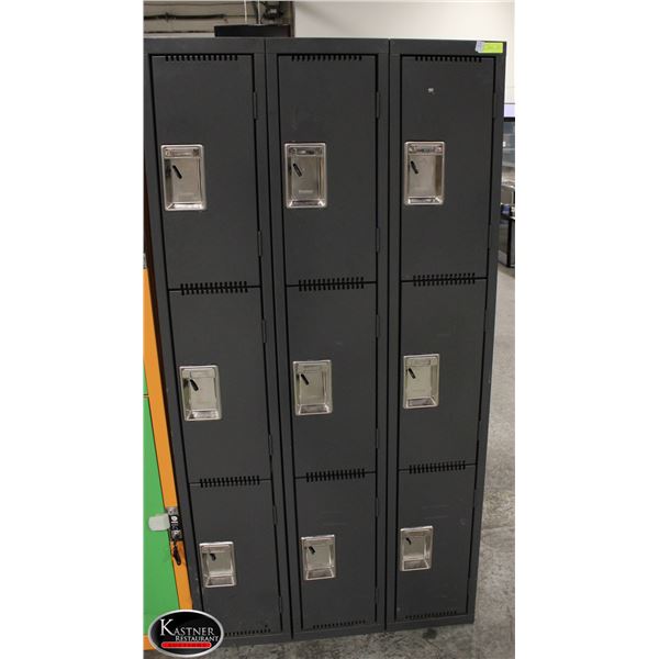 LOCKER BANK W/ 9 LOCKERS 36" X 18" X 72"