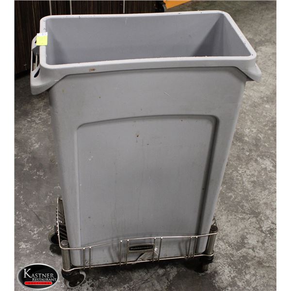 GARBAGE BIN ON CART WITH CASTORS