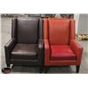 Image 1 : TWO FAUX LEATHER ARM CHAIRS