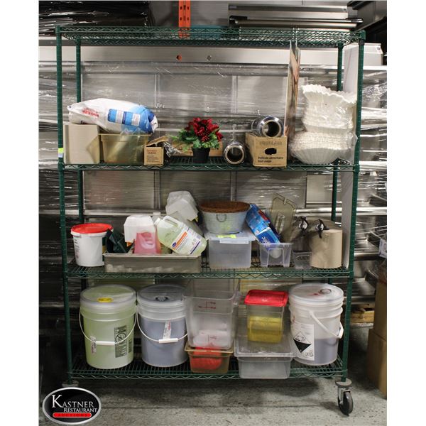 RACK OF ASSORTED RESTAURANT ITEMS