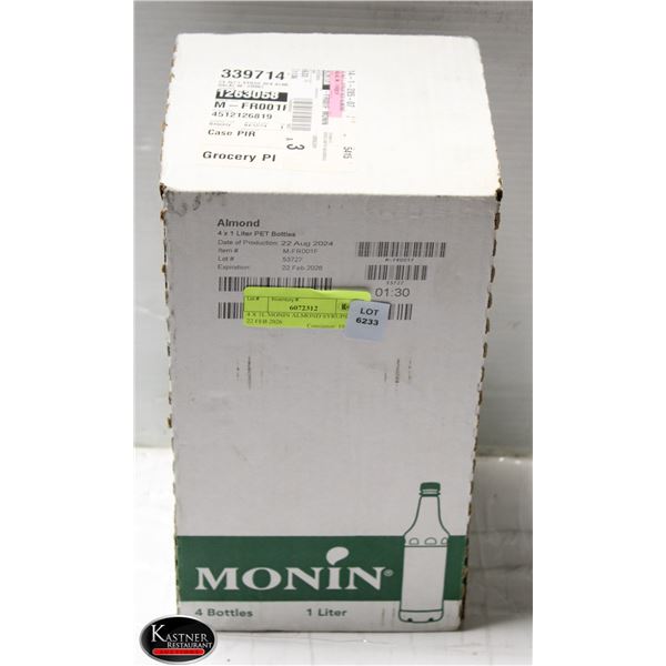 4 X 1L MONIN ALMOND SYRUPS EXP 22 FEB 2026