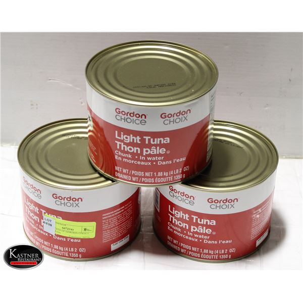 3 4LBS CANS OF GORDON CHOICE LIGHT TUNA