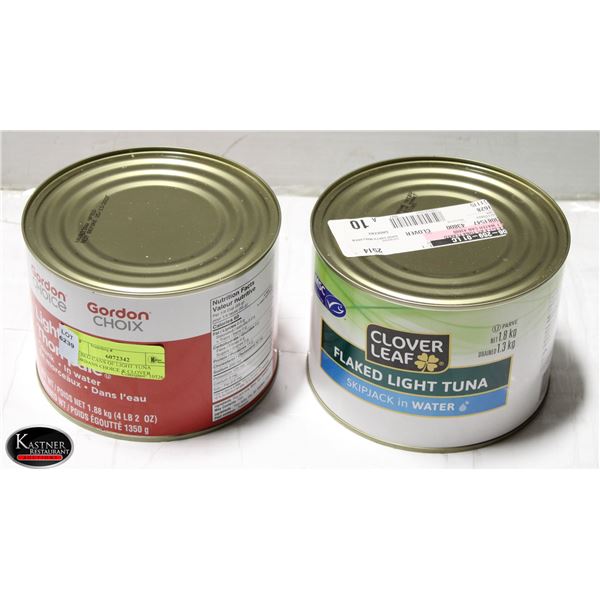 2 1.8KG CANS OF LIGHT TUNA GORDANS CHOICE & CLOVER