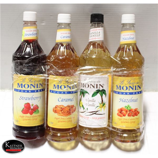 4 ASSORTED MONIN SYRUPS