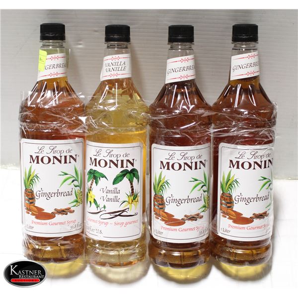 4 ASSORTED MONIN SYRUPS