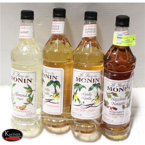 4 ASSORTED MONIN SYRUPS