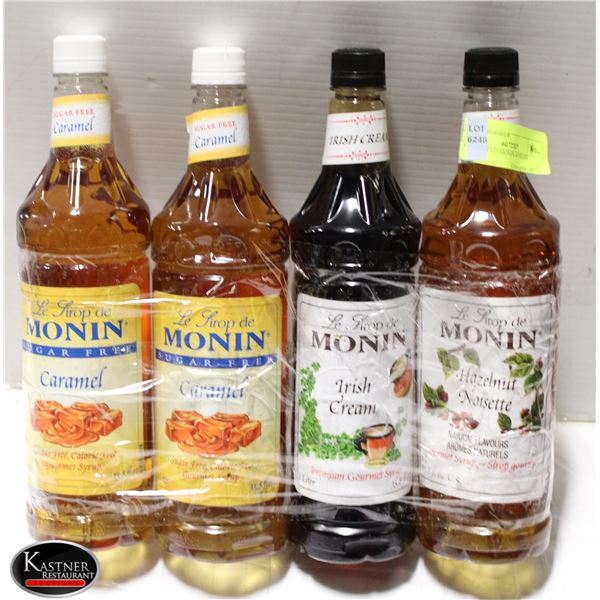 4 ASSORTED MONIN SYRUPS